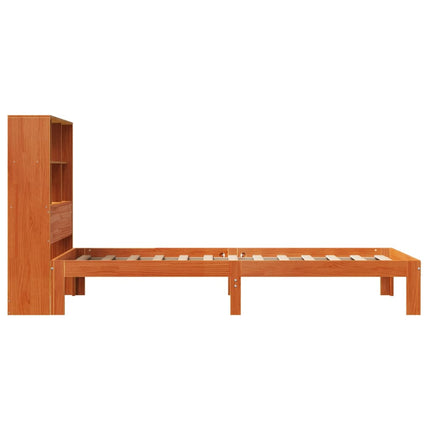seng med reol uden madras 100x200cm massivt fyrretræ gyldenbrun