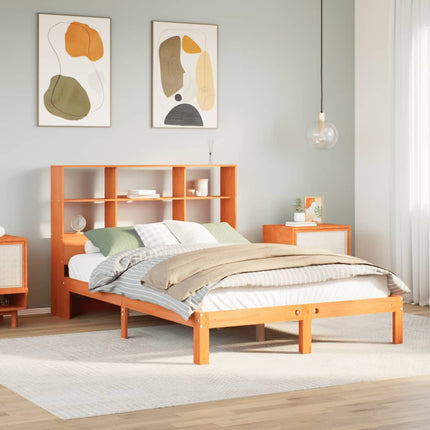 seng med reol uden madras 140x200cm massivt fyrretræ gyldenbrun