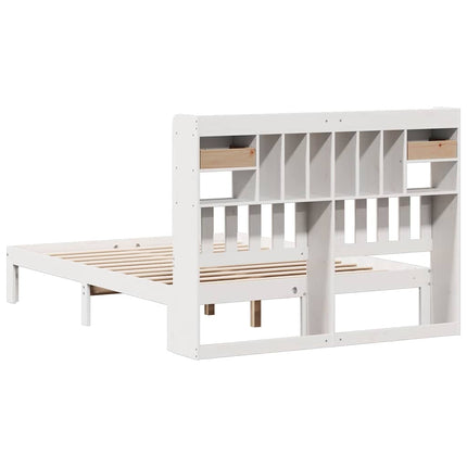 seng med reol uden madras 135x190 cm massivt fyrretræ hvid
