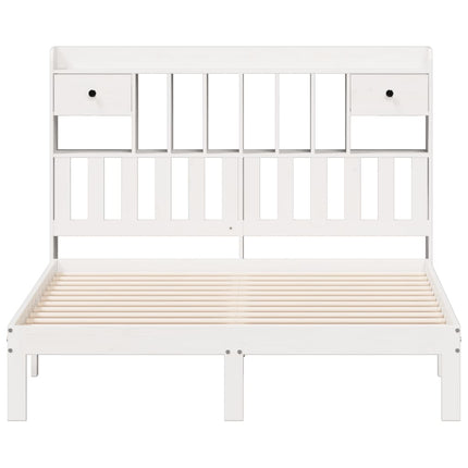 seng med reol uden madras 140x190 cm massivt fyrretræ hvid
