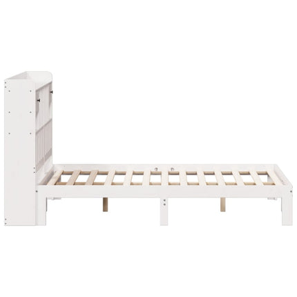 seng med reol uden madras 140x190 cm massivt fyrretræ hvid