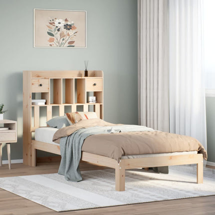 seng med reol uden madras 90x200 cm massivt fyrretræ