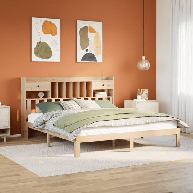 seng med reol uden madras 180x200 cm massivt fyrretræ
