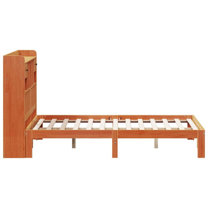seng med reol uden madras 135x190cm massivt fyrretræ gyldenbrun
