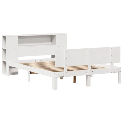 seng med reol uden madras 120x200 cm massivt fyrretræ hvid