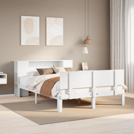 seng med reol uden madras 120x200 cm massivt fyrretræ hvid