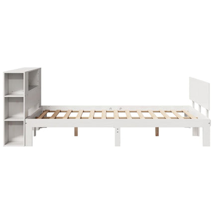 seng med reol uden madras 150x200 cm massivt fyrretræ hvid