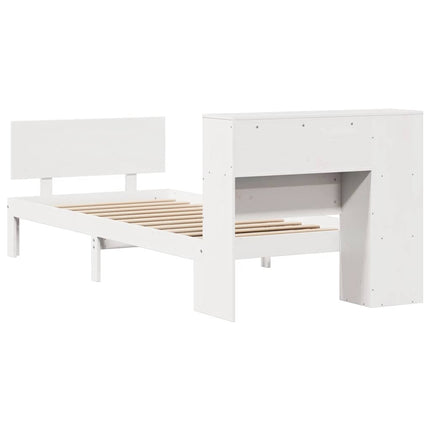 seng med reol uden madras 75x190 cm massivt fyrretræ hvid