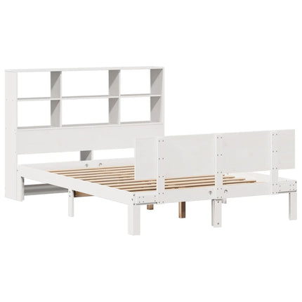 seng med reol uden madras 160x200 cm massivt fyrretræ hvid