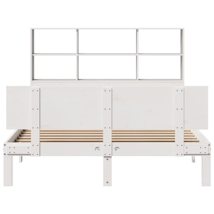 seng med reol uden madras 160x200 cm massivt fyrretræ hvid
