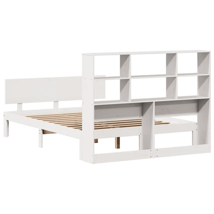 seng med reol uden madras 160x200 cm massivt fyrretræ hvid