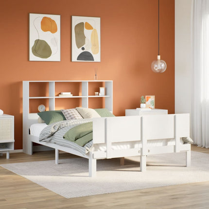 seng med reol uden madras 160x200 cm massivt fyrretræ hvid