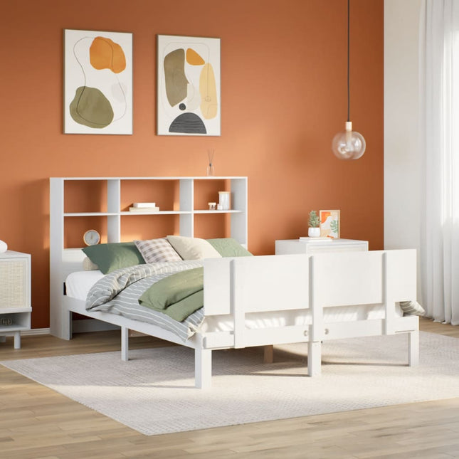 seng med reol uden madras 160x200 cm massivt fyrretræ hvid