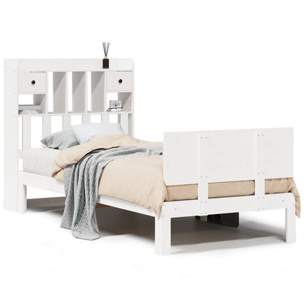 seng med reol uden madras 90x190 cm massivt fyrretræ hvid