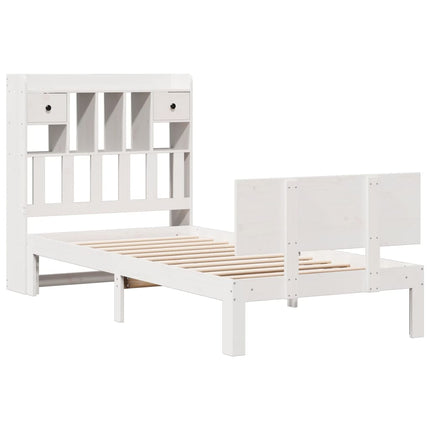 seng med reol uden madras 90x190 cm massivt fyrretræ hvid