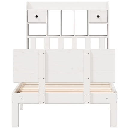 seng med reol uden madras 90x190 cm massivt fyrretræ hvid