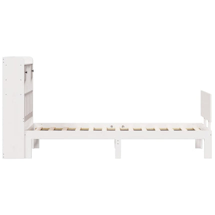 seng med reol uden madras 90x190 cm massivt fyrretræ hvid