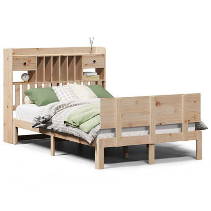 seng med reol uden madras 135x190 cm massivt fyrretræ