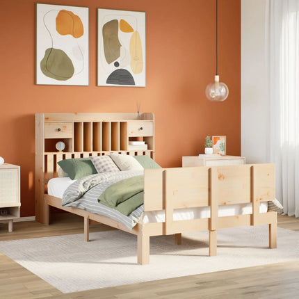 seng med reol uden madras 135x190 cm massivt fyrretræ