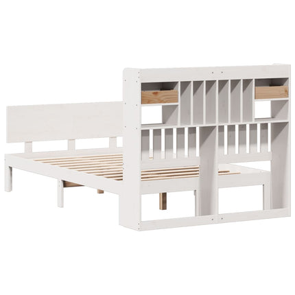 seng med reol uden madras 135x190 cm massivt fyrretræ hvid
