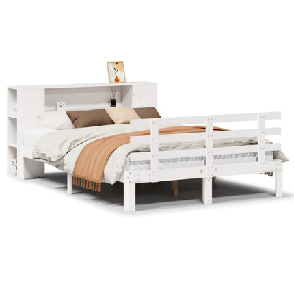 seng med reol uden madras 120x190 cm massivt fyrretræ hvid