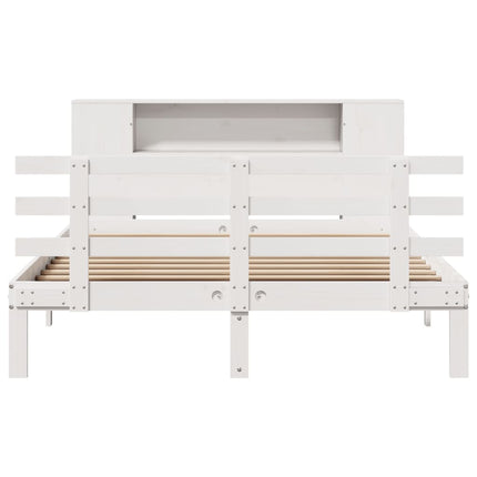 seng med reol uden madras 120x190 cm massivt fyrretræ hvid