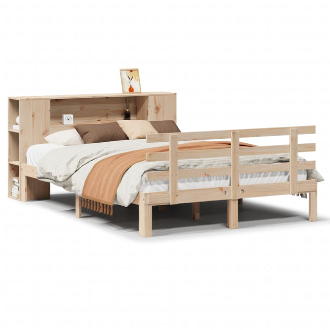 seng med reol uden madras 135x190 cm massivt fyrretræ