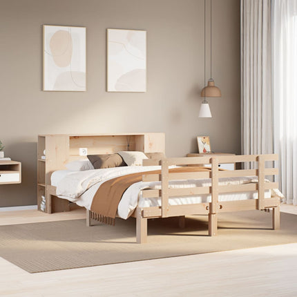 seng med reol uden madras 135x190 cm massivt fyrretræ