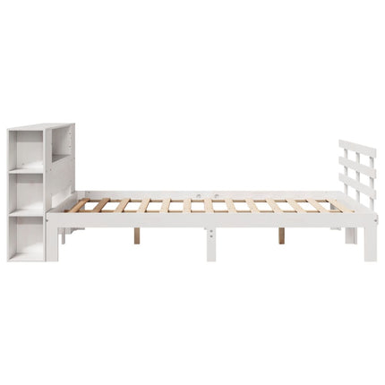 seng med reol uden madras 120x200 cm massivt fyrretræ hvid