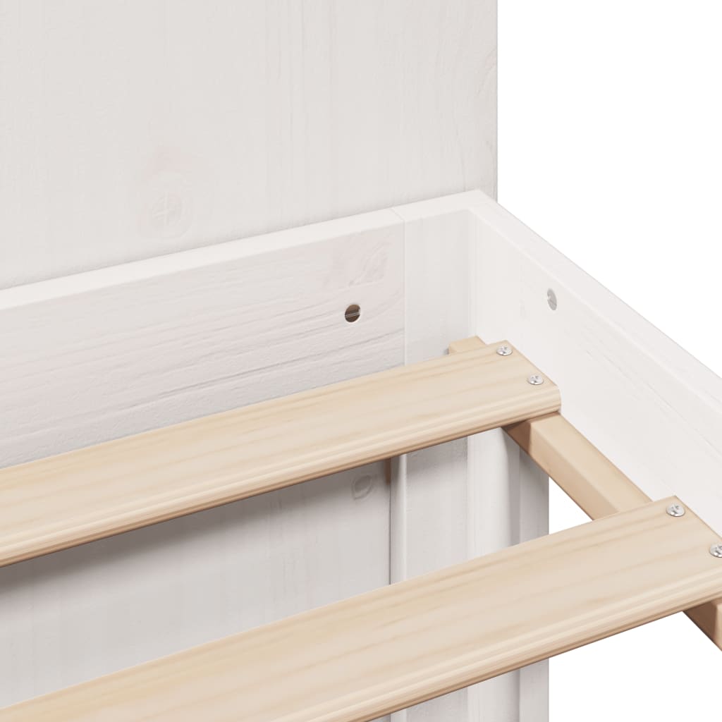seng med reol uden madras 200x200 cm massivt fyrretræ hvid