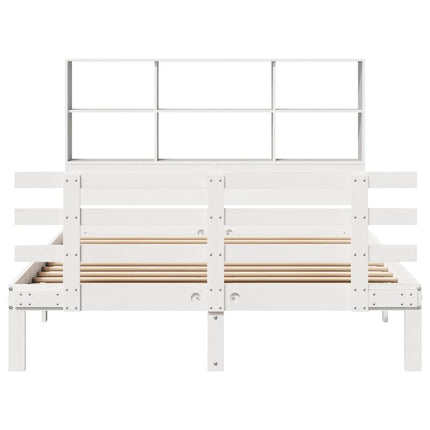 seng med reol uden madras 160x200 cm massivt fyrretræ hvid