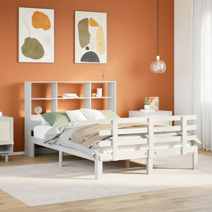 seng med reol uden madras 160x200 cm massivt fyrretræ hvid