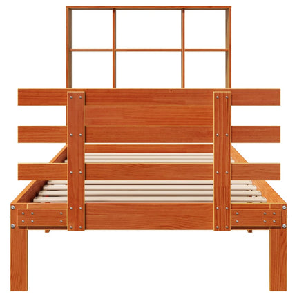 seng med reol uden madras 100x200cm massivt fyrretræ gyldenbrun