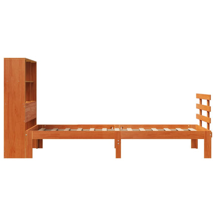 seng med reol uden madras 100x200cm massivt fyrretræ gyldenbrun