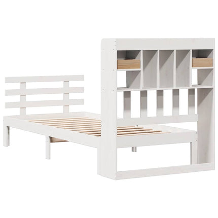seng med reol uden madras 75x190 cm massivt fyrretræ hvid
