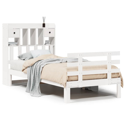 seng med reol uden madras 90x190 cm massivt fyrretræ hvid