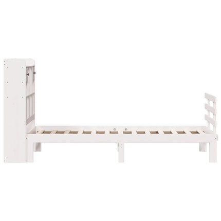 seng med reol uden madras 90x190 cm massivt fyrretræ hvid