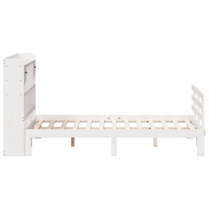 seng med reol uden madras 140x190 cm massivt fyrretræ hvid