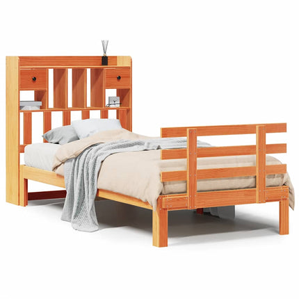seng med reol uden madras 75x190 cm massivt fyrretræ gyldenbrun