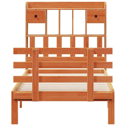 seng med reol uden madras 75x190 cm massivt fyrretræ gyldenbrun