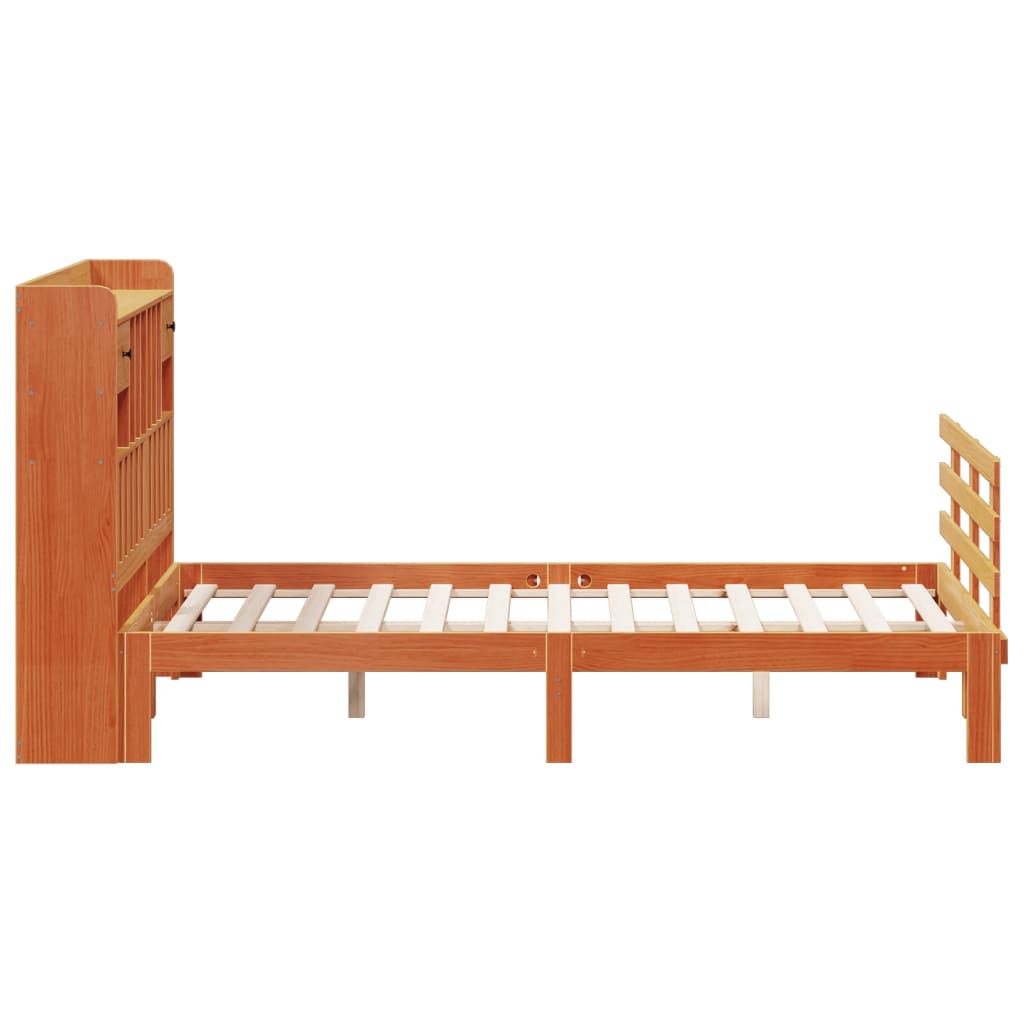 seng med reol uden madras 140x190cm massivt fyrretræ gyldenbrun