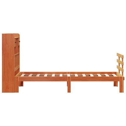 seng med reol uden madras 100x200cm massivt fyrretræ gyldenbrun