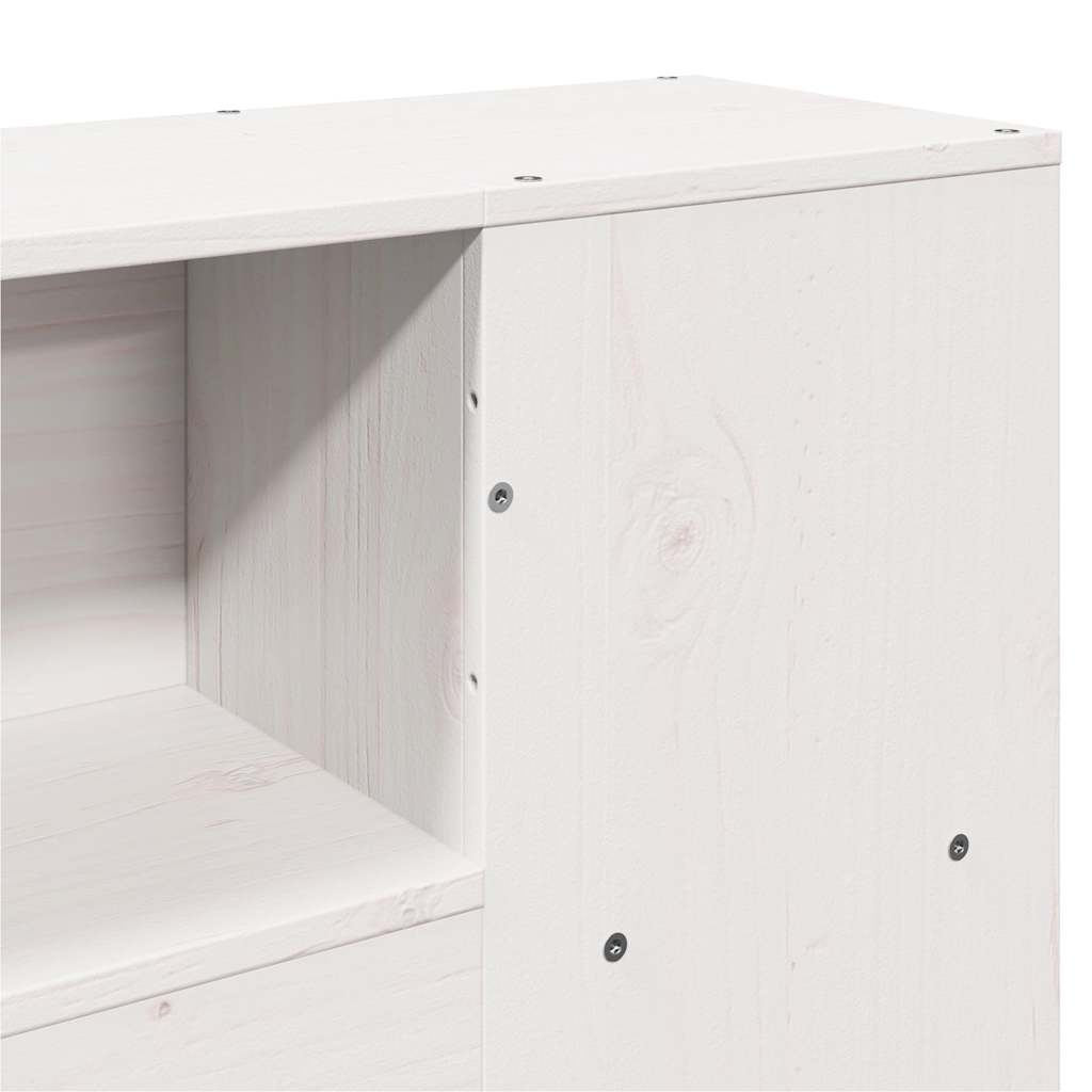 seng med reol uden madras 200x200 cm massivt fyrretræ hvid