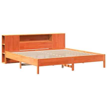 seng med reol uden madras 200x200cm massivt fyrretræ gyldenbrun