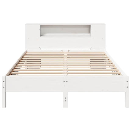 seng med reol uden madras 160x200 cm massivt fyrretræ hvid