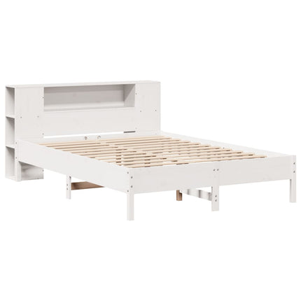 seng med reol uden madras 150x200 cm massivt fyrretræ hvid