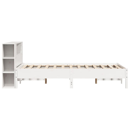 seng med reol uden madras 150x200 cm massivt fyrretræ hvid