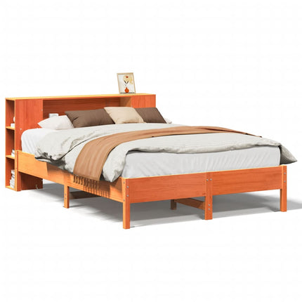 seng med reol uden madras 150x200cm massivt fyrretræ gyldenbrun