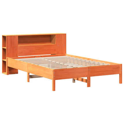 seng med reol uden madras 140x200cm massivt fyrretræ gyldenbrun