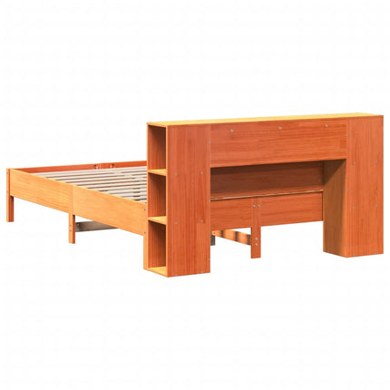 seng med reol uden madras 140x200cm massivt fyrretræ gyldenbrun